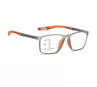 Gafas de Lectura Deportiva para Mujeres y Hombres Ultraligeras Anteojos de Lectura Gafas Anti Luz Azul, Gafas de Presbicia Multifocales Progresivas(Gray orange,3.0 x)