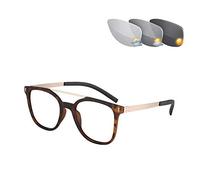 Gafas De Lectura Fotocromáticas Bifocales Graduadas, Montura De Metal Óptico, Lector Al Aire Libre Con Visión De Futuro UV400, Gafas De Sol Piloto Antirreflejo,Amber + 100