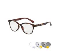 Gafas de lectura fotocromáticas, gafas de presbicia óptica, con bisagras de resorte, lectores de sol para hombres y mujeres, gafas inteligentes que cambian de color (leopardo, +1,5)