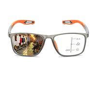 Gafas de Lectura Fotocromáticas Progresivas Multifocales Inteligentes para Hombre y Mujer-Gafas Presbicia Autoajustables con Graduación Automática-Gafas de Sol anti Luz Azul & UV(Naranja,+3.00)