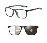 Gafas de lectura fotocromáticas progresivas multifoco, gafas de lectura fotocromáticas, gafas de lectura antiluz azul, gafas de lectura con protección UV para hombres y mujeres, para leer al aire(Blac