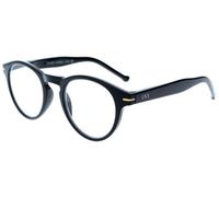 Gafas de lectura Frankie de estilo retro moderno con bisagra de resorte negro + 2,00 dpt