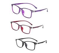 Gafas de Lectura,Gafas de Lectura Anti Luz Azul,Gafas de Ayuda para La Vista,material TR90,Tres Colores,moda Portátil,para Hombres Y Mujeres,Dioptrías,3 Piezas (+1.50)