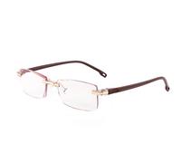 Gafas de Lectura,Gafas de Lectura Anti Luz Azul,Gafas Sin Marco,Gafas de Lectura HD,Gafas Ayuda Visual,Moda Ligera,Templos de Materiales TR90,Bisagra de Metal (+3.50,Brown)