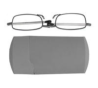 Gafas de lectura Lectores grises de moda Gafas presbiópicas con bloqueo de luz azul plegable con caja de almacenamiento portátil para hombres y mujeres mayores(+250)