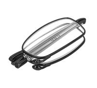 Gafas de lectura Lectores plegables de moda Hombres Mujeres Unisex Gafas de bloqueo de luz azul Gafas de presbicia portátiles con caja de almacenamiento (Negro)(+300)