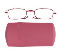 Gafas de lectura Lectores rojos de moda Gafas presbiópicas con bloqueo de luz azul plegable con caja de almacenamiento portátil para hombres y mujeres mayores(+350)