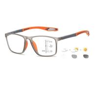 Gafas de Lectura Multifocales Progresivas Hombre TR90 Estilo Deportivo Cómodas y Ligeras Bloqueo de Luz Azul para Hombre y Mujer(Grey/Orange,2.5 x)