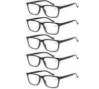 Gafas de lectura para hombres y mujeres, cómodas bisagras de resorte para leer, 5 unidades, color negro, M