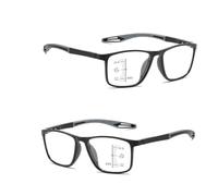Gafas de Lectura Progresivas Fotocromáticas para Hombre y Mujer, Lentes Multifocales Inteligentes con Bisagras de Resorte Anti, Montura TR90 Ultraligera para Leer(Black gray,3.5 x)