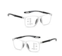 Gafas de Lectura Progresivas Fotocromáticas para Hombre y Mujer, Lentes Multifocales Inteligentes con Bisagras de Resorte Anti, Montura TR90 Ultraligera para Leer(Clear gray,4.0 x)