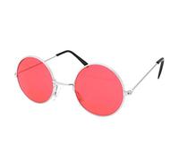 Gafas de Lennon rojo con marco plateado (1 unidad). Diseño de gafas elegante y moderno, accesorio perfecto para hippie, festivales de música, Día Mundial del Libro y más, Halloween, Halloween