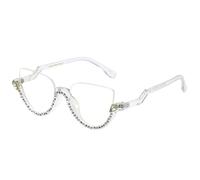 Gafas de lujo con montura de ojo de gato y cristales semi al aire para mujer (cristal AB)