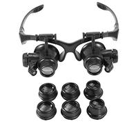 Gafas de lupa para la cabeza con lupa 10X, 15X, 20X, 25X, aumento de 25X, lupa de luz LED ajustable, lupa para reparación de relojes lupa gafas herramientas