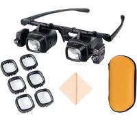 Gafas de microscopio con lupa 2x~2 4x y 2x LED