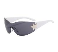 Gafas de moda punk Sonnenbrille für Frauen M?nner Fashion Wrap Around Sonnenbrille Shades Star Dekoration UV400 Schutzbrille, C3, Talla única