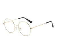 Gafas de montura redonda Gafas de metal dorado Sin receta para mujeres Hombres Moda minimalista para uso diario, viajes, fotos..