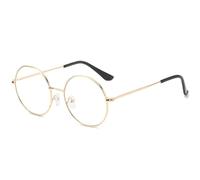 Gafas de montura redonda Gafas de metal dorado Sin receta para mujeres Hombres Moda minimalista para uso diario, viajes, fotos...