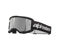 Gafas de motocross Alpinestars Vision 3 Wordmark negras con plexi plateado espejado