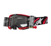 Gafas de motocross Alpinestars Vision 8 Luar ROLL-OFF Wide Vision rojo y negro con lente transparente