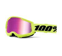 Gafas De Motocross MX Strata 2 100% Neón Amarillo Claro / Espejo
