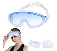 Gafas de natación con tapones de silicona para los oídos, gafas de natación para adultos, gafas de natación para hombres y mujeres, resistentes al agua HD, 5.7 x 2.56 pulgadas (galvanoplastia blanca)
