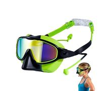 Gafas de natación para niños, cubierta de nariz integrada y tapones para los oídos, máscara panorámica antivaho, escudo de visión a prueba de fugas de 180 grados, diadema táctil ajustable, sello