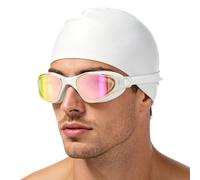 Gafas de natación y gorro de natación - Protección UV, gran angular, HD, antivaho, gafas de natación para adultos, para piscina, aguas abiertas, esnórquel, esnórquel, juegos de descubrimiento