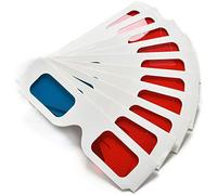 Gafas de Papel 3D, anáglifo Rojo y Cian, Marco de cartón Blanco, 50 Pares