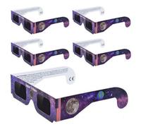 gafas de papel para eclipse solar 2025, con certificación CE e ISO 12312-2, aptas para la visión directa del sol.
