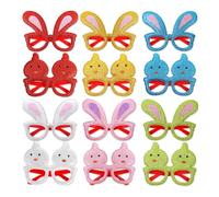 Gafas de Pascua, colores vibrantes, 12 piezas, gafas de fiesta de conejo, accesorios de disfraz de vacaciones de Pascua, aptas para niños, para cumpleaños, vacaciones, festivales