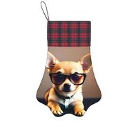 Gafas de perro chihuahua, 1 unidad, 17 pulgadas, medias de Navidad únicas colgantes para temporada de vacaciones, regalo para amigos y familiares