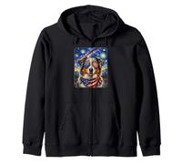 Gafas de Perro Pastor Australiano y Bandera de Estados Unidos Arte Americano Sudadera con Capucha