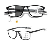 Gafas De Presbicia bifocales progresivas fotocromáticas, inteligentes deportivas, Gafas de Lectura anti-azul de moda, Ultraligeras Comodas anteojos de lectura Hombres Mujeres(Black/Gray,1.0x)