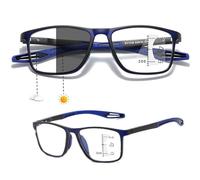 Gafas De Presbicia bifocales progresivas fotocromáticas, inteligentes deportivas, Gafas de Lectura anti-azul de moda, Ultraligeras Comodas anteojos de lectura Hombres Mujeres(Dark Blue/Blue,4.0x)