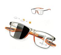 Gafas de Presbicia Bifocales Progresivas Fotocromáticas Inteligentes Deportivas, Gafas de Lectura con Cromoscopio Inteligente, Ligeras Comodas(Gray orange,1.0 x)
