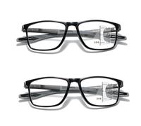 Gafas de Presbicia Bifocales Progresivas Fotocromáticas Inteligentes Deportivas, Gafas de Lectura con Cromoscopio Inteligente, Ligeras Comodas(Black gray,1.0 x)