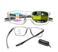 Gafas de Progresivas Fotocromáticos Progresivos Multifocales para Hombre y Mujer, Gafas para Leer con Filtro de Luz Azul & UV, Montura TR90 Ligera con Bisagras de Resorte(Transparent/grey,+2.50)