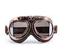 Gafas de protección de Moto retro a prueba de viento y arena gafas de carreras de café de motocicletas (Copper, Silver)