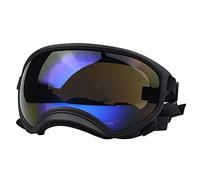 Gafas de protección solar para perros con correa ajustable, protección UV, gafas de sol para perro a prueba de viento para caminar y esquiar (negro y azul)