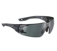 Gafas de seguridad Bollé Rush 2.0 PLATINUM® Lite con lente ahumada, patillas texturizadas y pieza nasal flexible, diseñadas para apoyar la protección ocular, comodidad y durabilidad hechas de