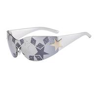 Gafas de sol 2026 sin montura para hombre y mujer, a la moda, envolventes, con forma de estrella, de una pieza, para deportes al aire libre, Marca de agua, Talla única