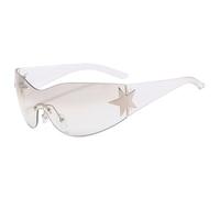 Gafas de sol 2026 sin montura para hombre y mujer, a la moda, envolventes, con forma de estrella, de una pieza, para deportes al aire libre, Transparent, Talla única