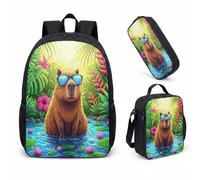 Gafas de sol Capybara Flotador de piscina de 17 pulgadas, juego de 3 piezas, mochila escolar tropical Summer Vibes para niños y adolescentes, 03., L, Minimalista