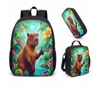 Gafas de sol Capybara Flotador de piscina de 17 pulgadas, juego de 3 piezas, mochila escolar tropical Summer Vibes para niños y adolescentes, 09., L, Minimalista