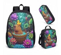 Gafas de sol Capybara Flotador de piscina de 17 pulgadas, juego de 3 piezas, mochila escolar tropical Summer Vibes para niños y adolescentes, 07, L, Minimalista