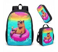 Gafas de sol Capybara Flotador de piscina de 17 pulgadas, juego de 3 piezas, mochila escolar tropical Summer Vibes para niños y adolescentes, 01., L, Minimalista