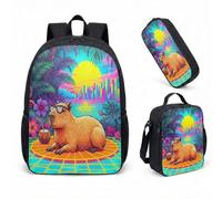 Gafas de sol Capybara Flotador de piscina de 17 pulgadas, juego de 3 piezas, mochila escolar tropical Summer Vibes para niños y adolescentes, 11, L, Minimalista