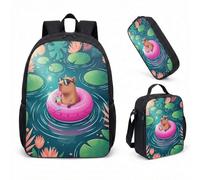 Gafas de sol Capybara Flotador de piscina de 17 pulgadas, juego de 3 piezas, mochila escolar tropical Summer Vibes para niños y adolescentes, 10, L, Minimalista