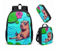 Gafas de sol Capybara Flotador de piscina de 17 pulgadas, juego de 3 piezas, mochila escolar tropical Summer Vibes para niños y adolescentes, 08., L, Minimalista